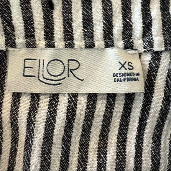 Ellor Jumpsuit Romper Pant White Black Stripe  Side Buttons Drawstring Sz XS - Picture 9 of 16